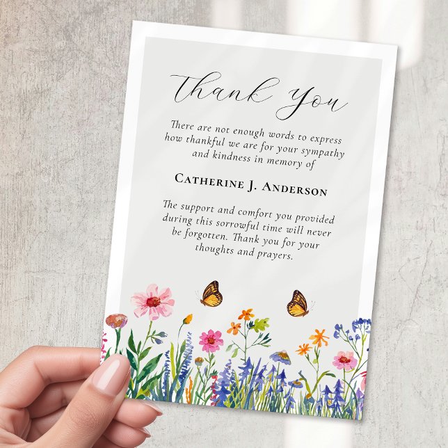 Wildflower Sympathy Funeral Thank You Card (Creator Uploaded)