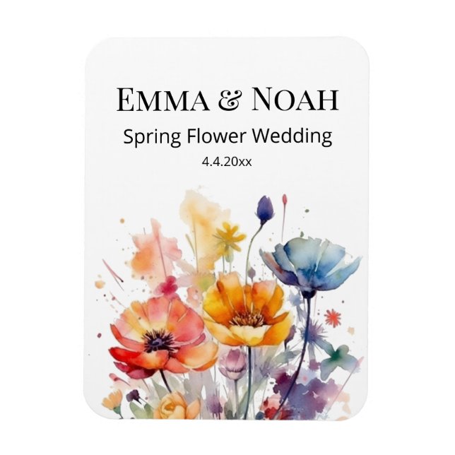 Wildflower Symphony: Colorful Spring Watercolor  Magnet (Vertical)