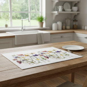 Wildflower Symphony: Vibrant Watercolor Art Cloth Placemat