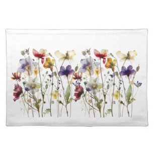 Wildflower Symphony: Vibrant Watercolor Art Cloth Placemat