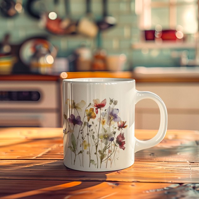 Wildflower Symphony: Vibrant Watercolor Art Coffee Mug (Creator Uploaded)