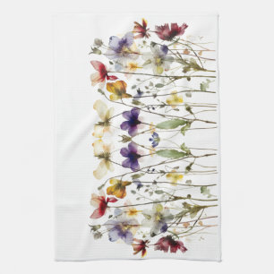 Wildflower Symphony: Vibrant Watercolor Art Kitchen Towel