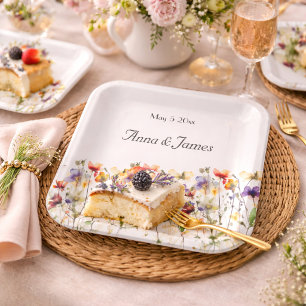 Wildflower Symphony: Vibrant Watercolor Art Paper Plates