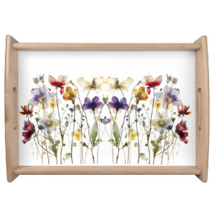 Wildflower Symphony: Vibrant Watercolor Art Serving Tray