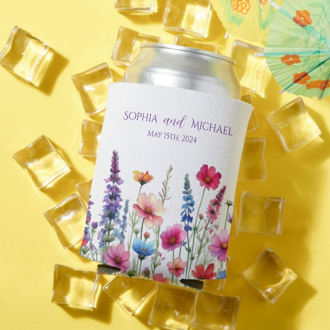 Wildflower Symphony-Wedding Can Cooler (In Situ Summer)