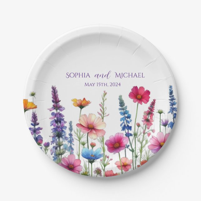 Wildflower Symphony-Wedding- Paper Plates (Front)