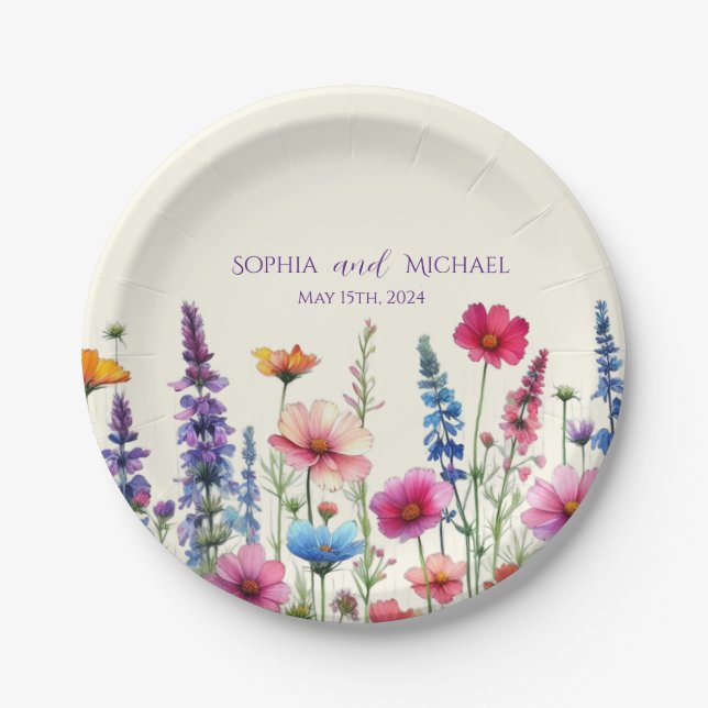 Wildflower Symphony-Wedding- Paper Plates (Front)