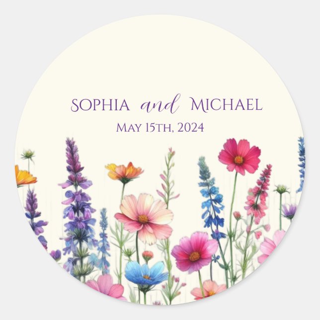 Wildflower Symphony Wedding Stickers (Front)