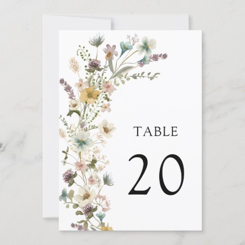 Wildflower Table Number
