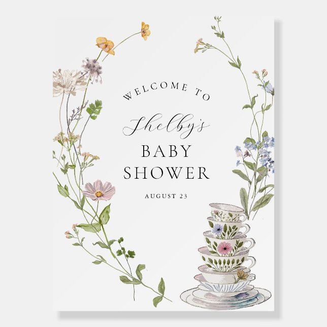 Wildflower Tea Baby Shower Welcome Foam Board (Front)