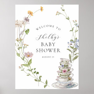 Wildflower Tea Baby Shower Welcome Poster