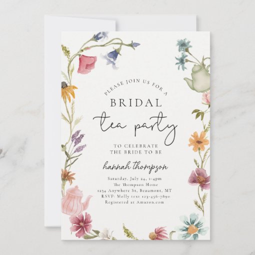 Wildflower Tea Bridal Shower Invitation Zazzle