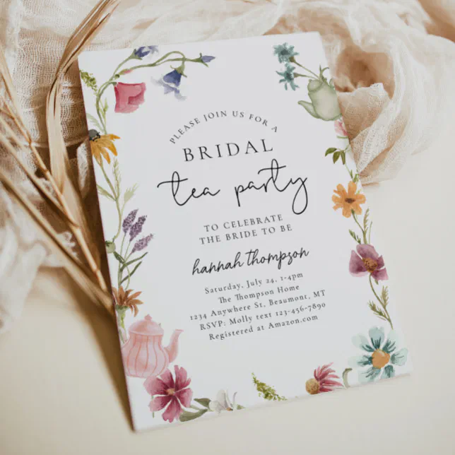 Wildflower Tea Bridal Shower Invitation Zazzle