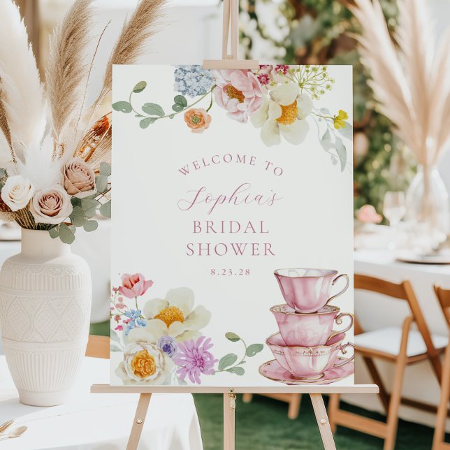Wildflower Tea Bridal Shower Welcome Foam Board (Creator Uploaded)