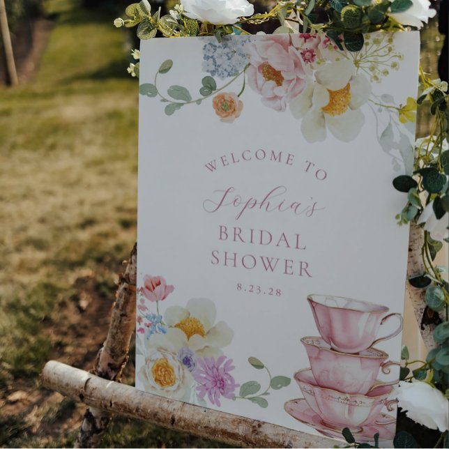 Wildflower Tea Bridal Shower Welcome Foam Board (Creator Uploaded)