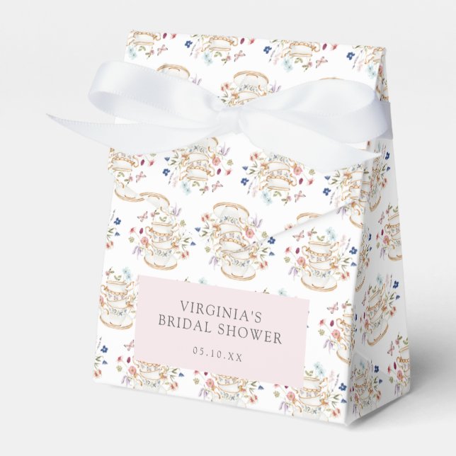 Wildflower Tea Cup Bridal Shower Favor Boxes (Front Side)