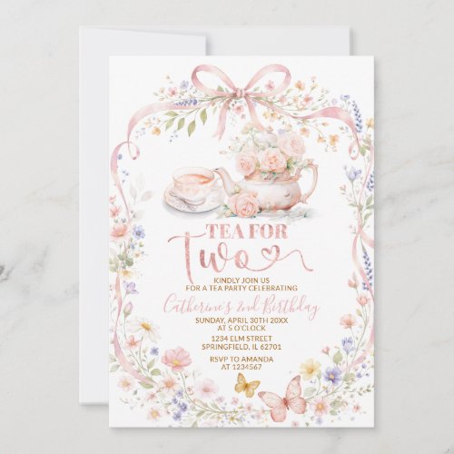 Wildflower Tea for Two Bridal Shower Invitation