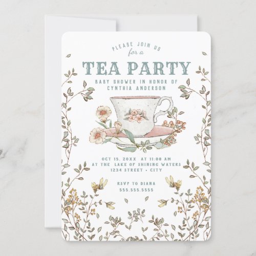 Wildflower Tea Party Baby Shower Invitation