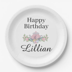 Wildflower tea party birthday floral plates