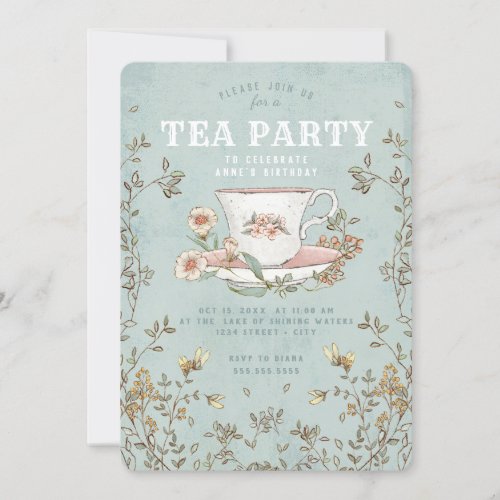 Wildflower Tea Party Birthday Invitation