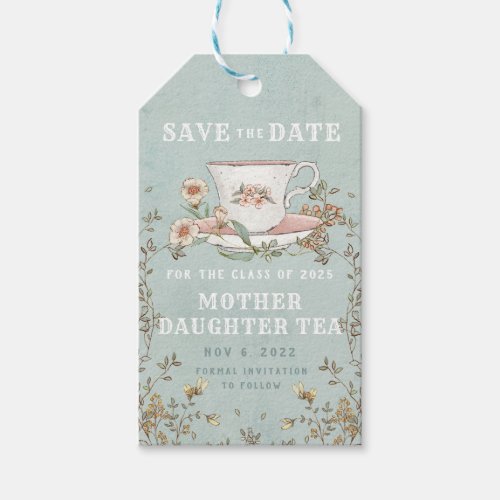Wildflower Tea Party Birthday Save the Date Gift Tags