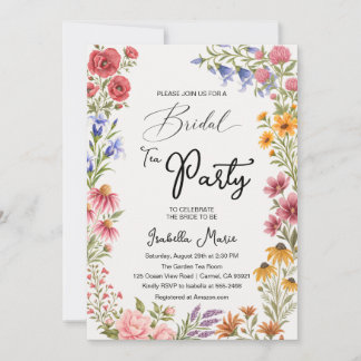 Wildflower Tea Party Bridal Shower Invitation