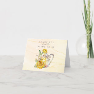 Wildflower tea party bridal shower  letterpress thank you card