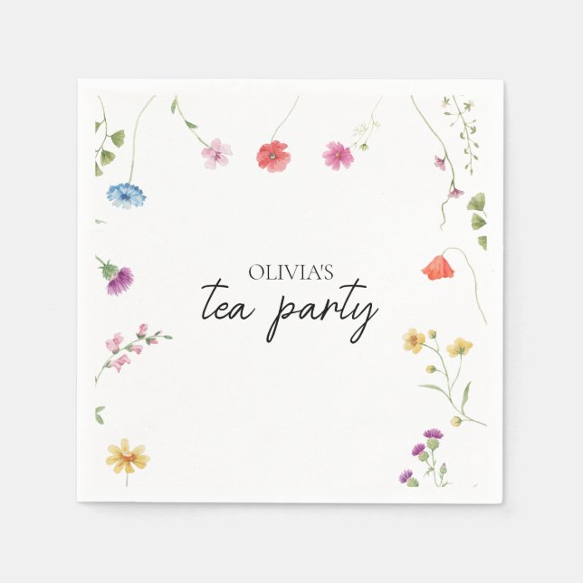 Wildflower Tea Party Bridal shower Napkins (Front)