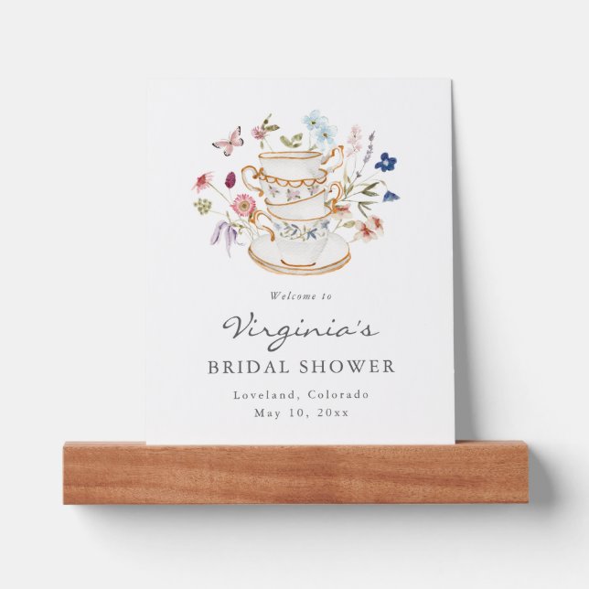 Wildflower Tea Party Bridal Shower Picture Ledge (Front)