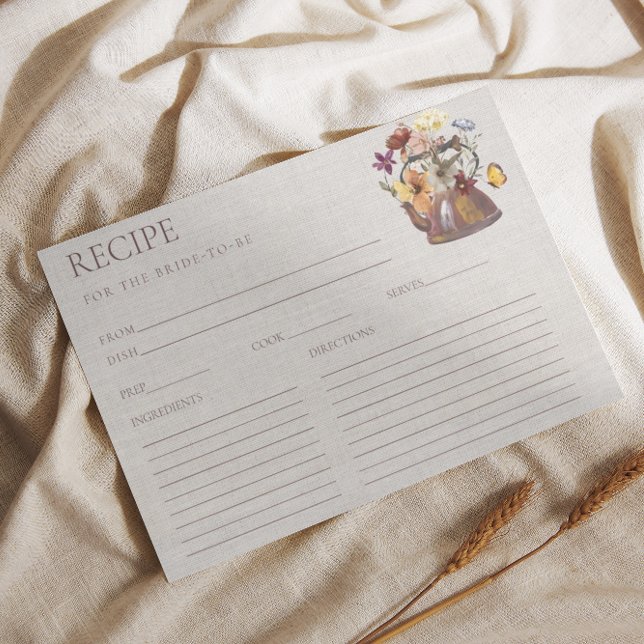 Wildflower Tea Party Bridal Shower Recipe Card (Creator Uploaded)