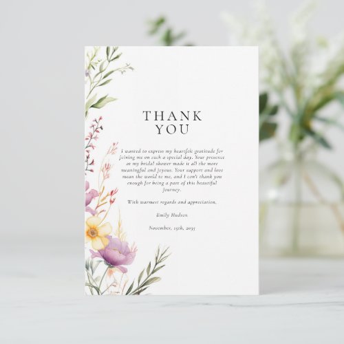 Wildflower Tea Party Bridal Shower Thank You Card