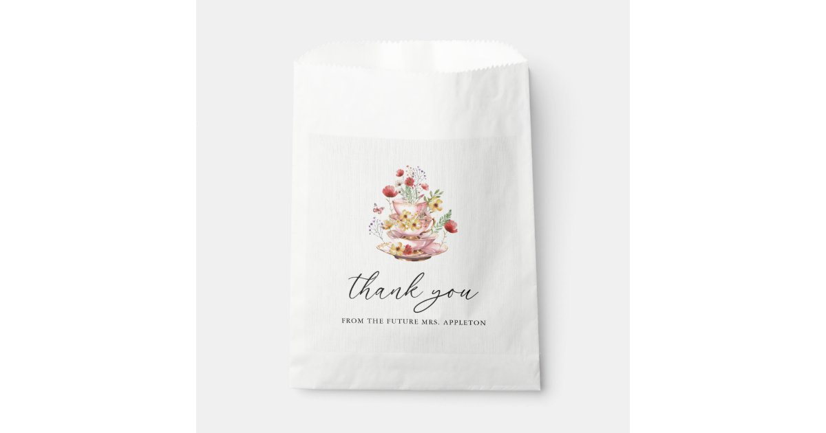 Wildflower Tea Party Bridal Shower Thank You Favor Bag | Zazzle