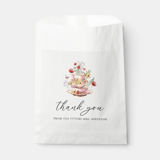Wildflower Tea Party Bridal Shower Thank You Favor Bag (Front)
