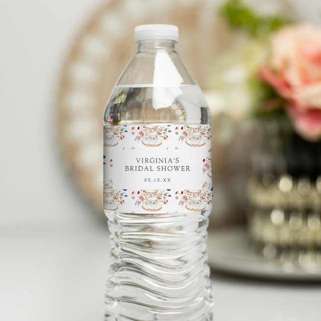 Wildflower Tea Party Bridal Shower Water Bottle Label (Wildflower Tea Party Bridal Shower Water Bottle Label by Painted Paperie
)