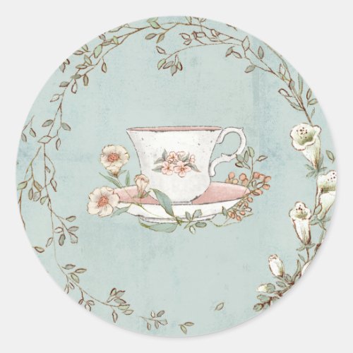 Wildflower Tea Party Classic Round Sticker