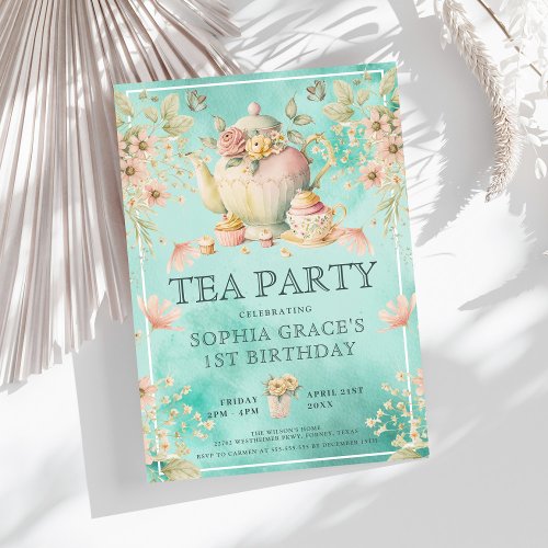 Wildflower Tea Party Girl Birthday Invitation