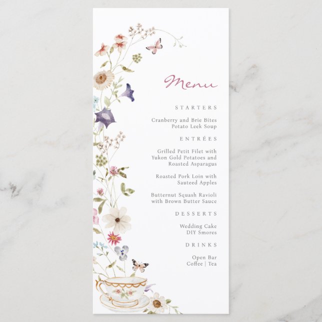 Wildflower Tea Party Menu (Front)