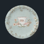 Wildflower Tea Party Paper Plates<br><div class="desc">These paper plates feature a sweet tea cup in the center surrounded by a delicate wreath of wildflowers. The background is light robin's egg blue. Colors include rose red,  sage green,  pale blue,  orange,  pink and white.</div>