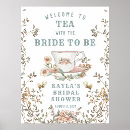 Wildflower Tea Party Shower Welcome Poster