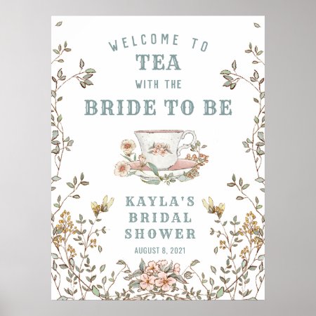 Wildflower Tea Party Shower Welcome Poster 24x32