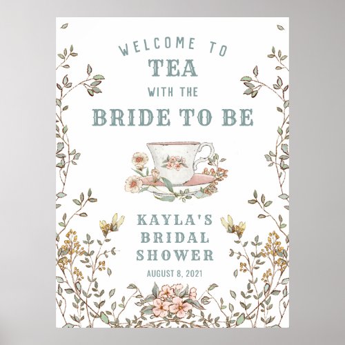 Wildflower Tea Party Shower Welcome Poster 24x32