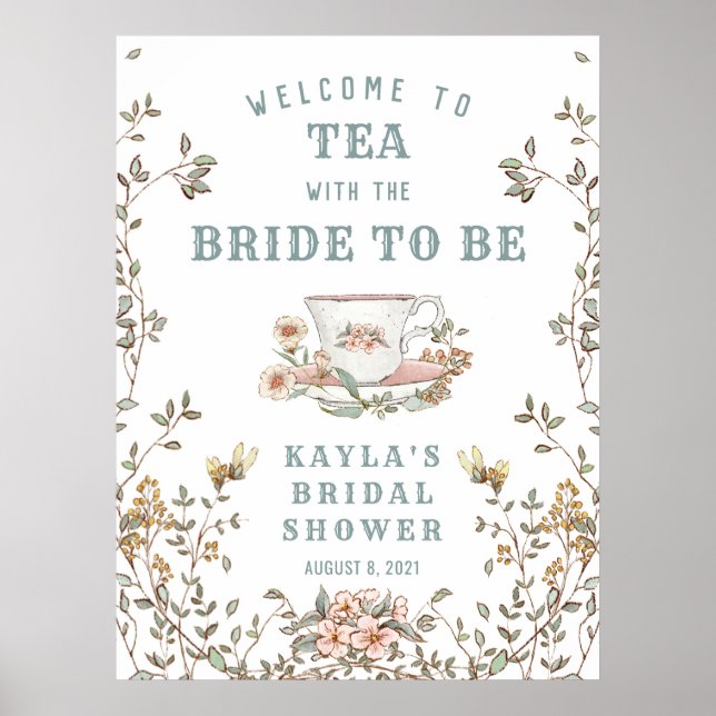 Wildflower Tea Party Shower Welcome Poster 24x32 (Front)