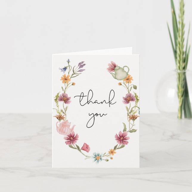 Wildflower Tea Party Thank You Card (Front)