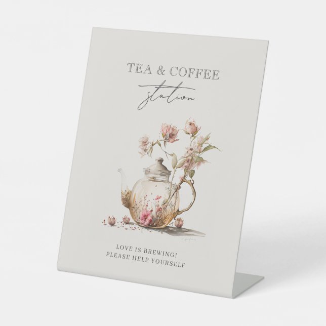 Wildflower Tea Party Watercolor Bridal Shower Sign (Front)