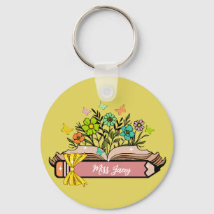 Wildflower Teacher Name, Personalized Teacher,gift Keychain