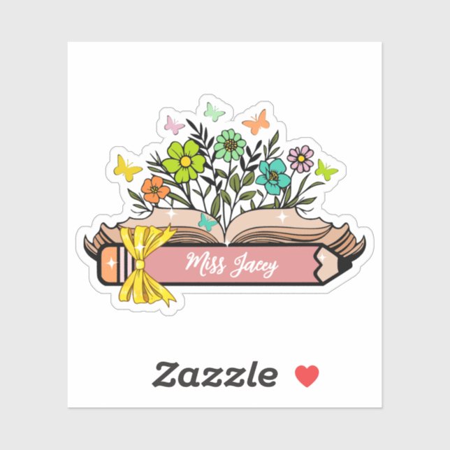 Wildflower Teacher Name, Personalized Teacher,gift Sticker (Sheet)