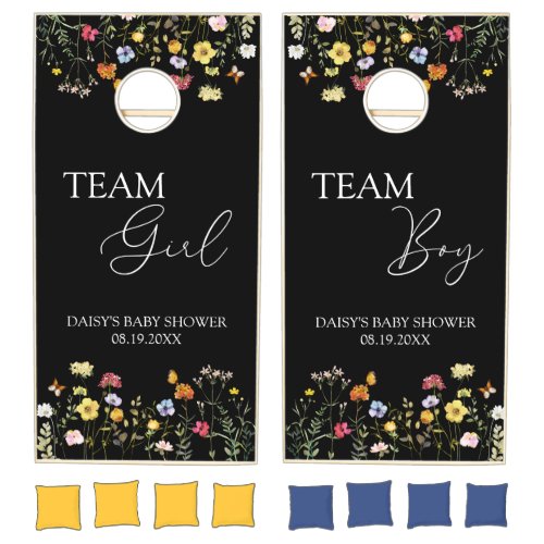 Wildflower Team Girl or Boy Gender Reveal Cornhole Cornhole Set