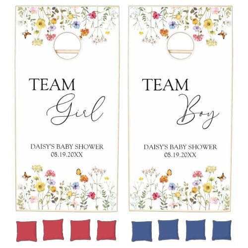 Wildflower Team Girl or Team Boy Baby Shower Cornhole Set