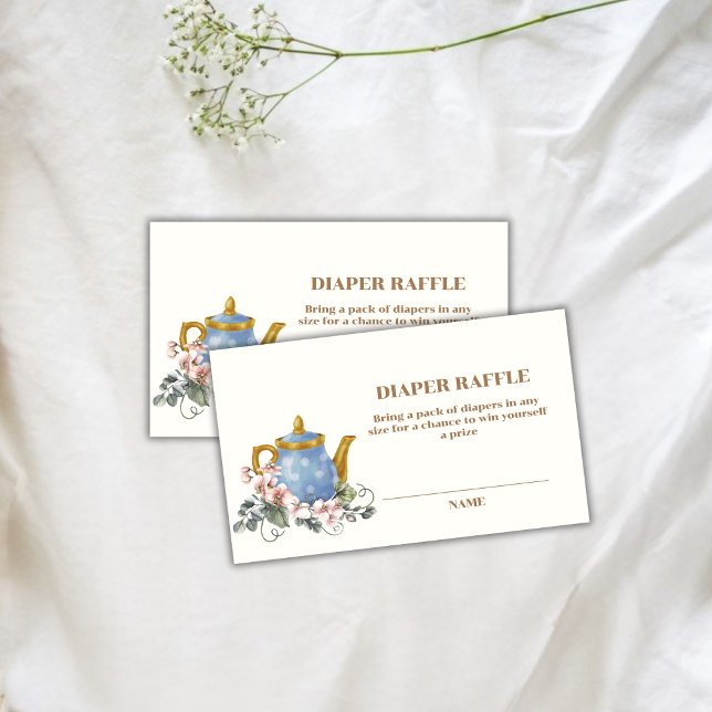 Wildflower Teapot Diaper Raffle Baby Shower  Enclosure Card (Wildflower Teapot Diaper Raffle Baby Shower Enclosure Card)