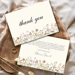 Wildflower Terracotta Beige Boho Wedding Thank You Card